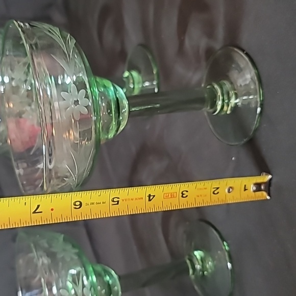 Bobby Flay Hand-Blown Etched Margarita Glasses GREEN SET Of 3 EUC - Picture 9 of 10
